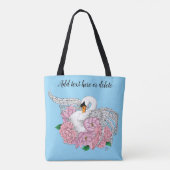 Witte zwaan roze bloemen tote bag (Achterkant)