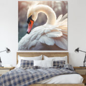 *~* Witte Zwaan SC1 Close Up Uitgerekt Canvas Afdruk (Insitu (Slaapkamer))