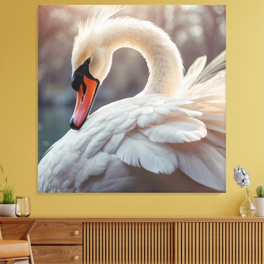 *~* Witte Zwaan SC1 Close Up Uitgerekt Canvas Afdruk (Insitu (Woonkamer))