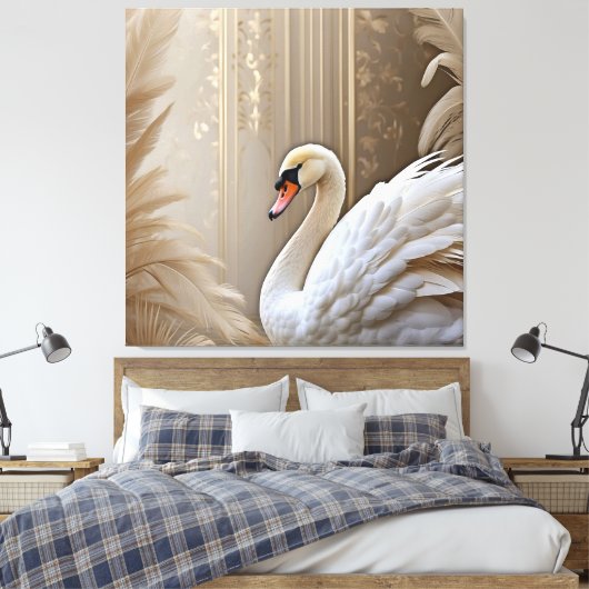 *~* Witte Zwaan SC1 Majestic Mooi Canvas Afdruk (Insitu (Slaapkamer))