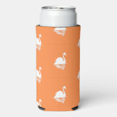 Witte zwaan silhouet op sinaasappel seltzer blikjeskoeler (Seltzer Achterkant)