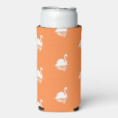 Witte zwaan silhouet op sinaasappel seltzer blikjeskoeler (Seltzer Voorkant)
