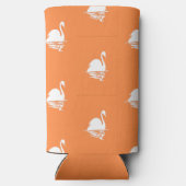 Witte zwaan silhouet op sinaasappel seltzer blikjeskoeler (Achterkant)