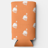 Witte zwaan silhouet op sinaasappel seltzer blikjeskoeler (Voorkant)