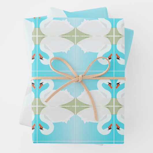 Witte zwaan = zomerdag inpakpapier vel (In situ)