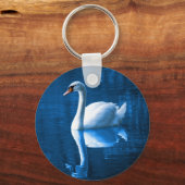 witte zwaluw die drijft op een blauw meer sleutelhanger (Voorkant)