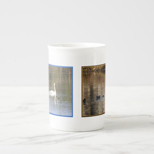 Witte zwanen Bone China Mok (Voorkant)