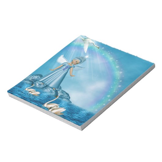 Witte zwanen en engel notitieblok (Linkerzijde)