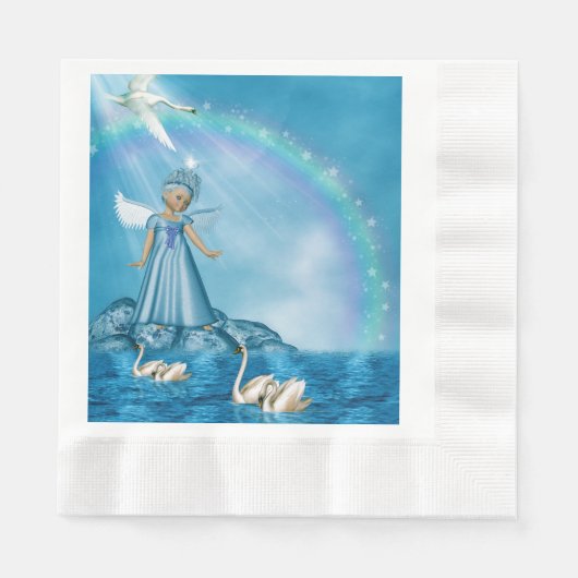Witte zwanen en engel servet (Voorkant)