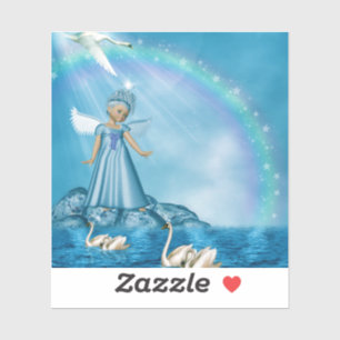 Witte zwanen en engel sticker