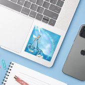 Witte zwanen en engel sticker (Laptop met iPhone)