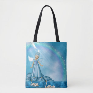 Witte Zwanen en Engel Tote Bag