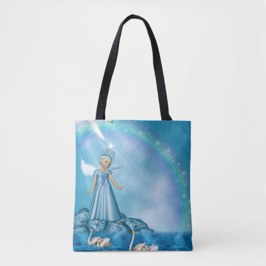 Witte zwanen en engel tote bag (Voorkant)