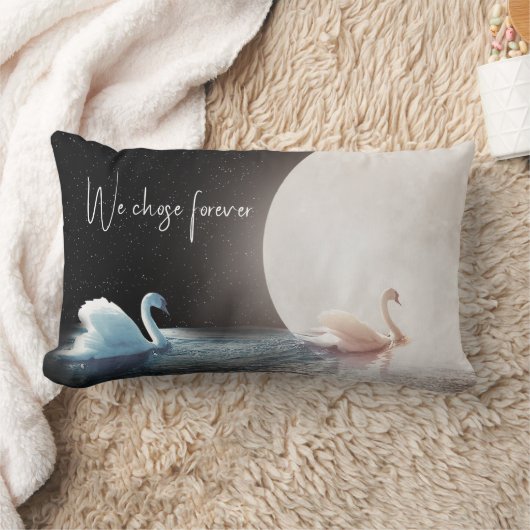 Witte zwanen en maan  kussen (Deken)