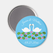 Witte zwanen en waterlelies Aangepaste bruiloft Magneet (Voorkant / Achterkant)