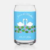 Witte zwanen en waterlelies Bruiloft Custom Blikvorm Glas (Achterkant)