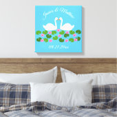 Witte zwanen en waterlelies Bruiloft Custom Canvas Afdruk (Insitu (Slaapkamer))
