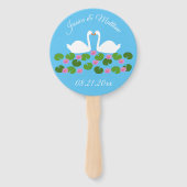 Witte zwanen en waterlelies Bruiloft Custom Handwaaier (Voorkant)