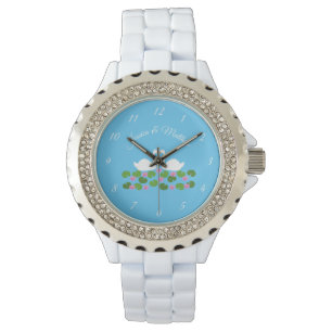 Witte zwanen en waterlelies Bruiloft Custom Horloge