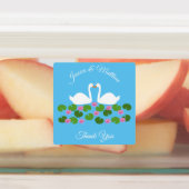 Witte zwanen en waterlelies Bruiloft Custom Labels (Aangebracht)