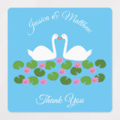 Witte zwanen en waterlelies Bruiloft Custom Labels (Design 2)