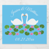 Witte zwanen en waterlelies Bruiloft Custom Likeurfles Etiket (Enkel label)