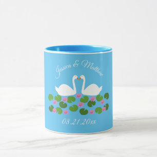 Witte zwanen en waterlelies Bruiloft Custom Mok
