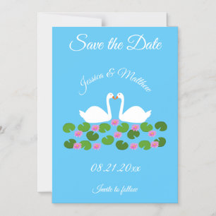 Witte zwanen en waterlelies Bruiloft Save the Date Magnetische Uitnodiging