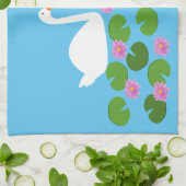 Witte zwanen en waterlelies Bruiloft Theedoek (Gevouwen)