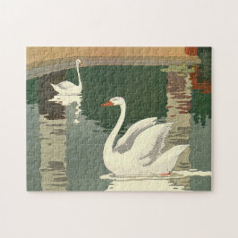 witte zwanen geïllustreerd legpuzzel