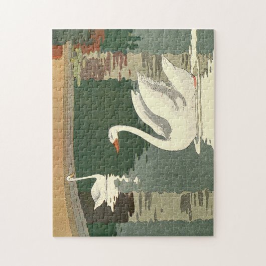  witte zwanen geïllustreerd legpuzzel (Verticaal)