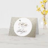 Witte zwanen getextureerd goud dank u gevouwen kaa kaart (Gele Bloem)