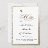 Witte zwanen geweven gouden Verloving Kaart (Voorkant)