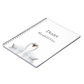 Witte zwanen houden van de witte-naamschoolregels notitieboek (Linkerzijde)