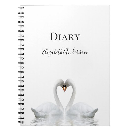 Witte zwanen houden van de witte-naamschoolregels notitieboek (Voorkant)