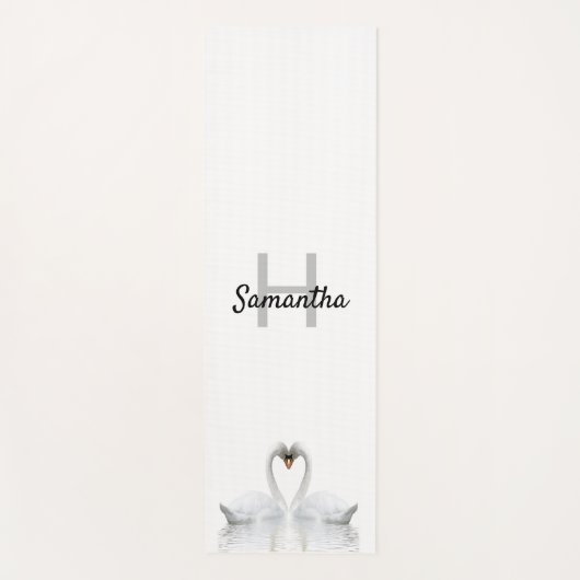 Witte zwanen houden van monogram yogamat (Voorkant)
