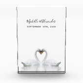 Witte zwanen houden van schattige bruiloft fotoblokken (Voorkant)