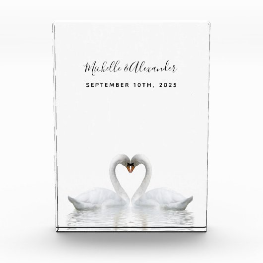 Witte zwanen houden van schattige bruiloft fotoblokken (Voorkant)