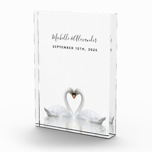 Witte zwanen houden van schattige bruiloft fotoblokken (Rechts)