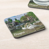 Witte zwanen in Brugge Bier Onderzetter (Linkerzijde)