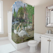 Witte zwanen in Brugge Douchegordijn (In situ)