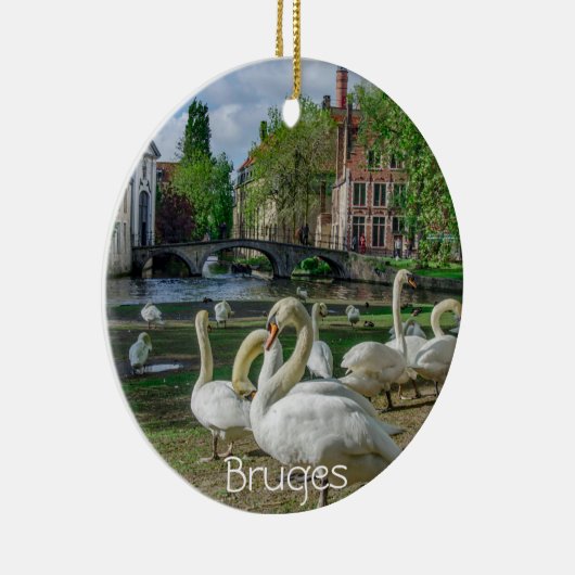 Witte zwanen in Brugge Keramisch Ornament (Rechts)