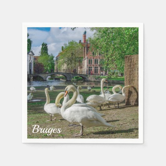 Witte zwanen in Brugge Servet (Voorkant)