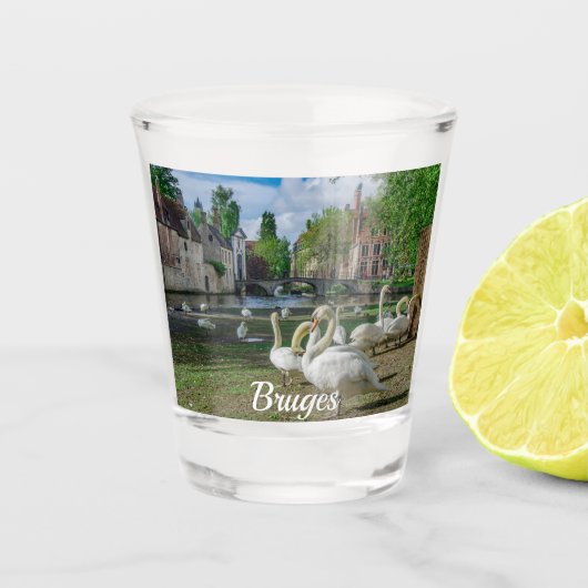 Witte zwanen in Brugge Shot Glas (Voorkant)