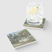 Witte zwanen in Brugge Stenen Onderzetter (Zijkant)