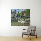 Witte zwanen in het centrum van Brugge Wandkleed (In Situ (horizontaal))