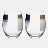 Witte zwanen in vlucht/bij schemering wijnglazen wijnglas zonder voet (Rechts)