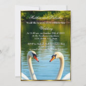 Witte zwanen Mooie moderne bruiloft Kaart (Achterkant)