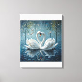 Witte zwanen op het meer canvas afdruk (Voorkant)
