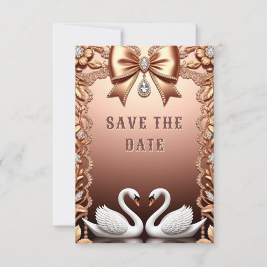 💍 Witte Zwanen Trouwdecoratie 💍 Save The Date (Voorkant)